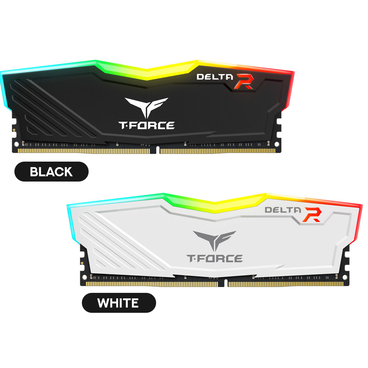 TeamGroup T-Force Delta RGB DDR4 8GB (1x8GB) 3200MHz CL16-18-18-38 1.35V Gaming Desktop Memory (Black, White)