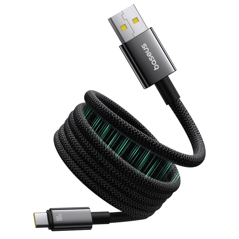 Baseus Tungsten Gold Magnetic Charging Cable USB-A to USB-C 100W 1m  (Cluster Black) (P10319805111-02)