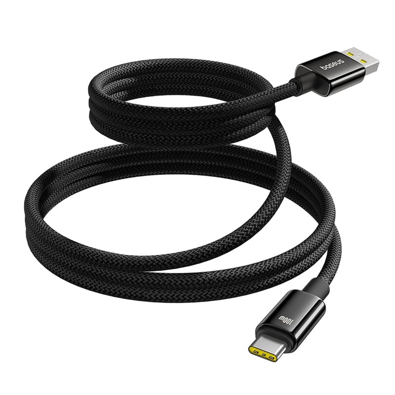 Baseus Tungsten Gold Magnetic Charging Cable USB-A to USB-C 100W 1m (Cluster Black)