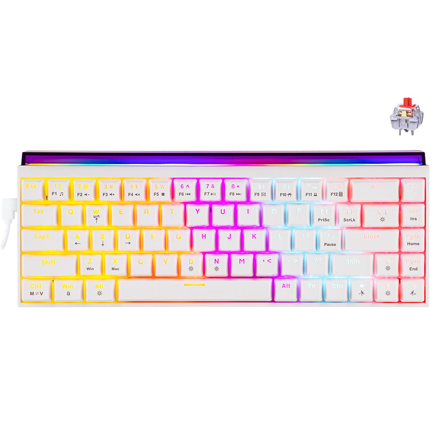 Nacodex x Ajazz NK68 Mixed Light Wired 68-Key Hot-Swappable Mechanical Keyboard (White) (Red Switch)
