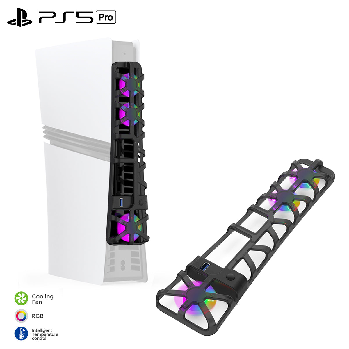 Dobe Cooling Fan RGB for PS5 Pro (Transparent Black) TP5-35153S
