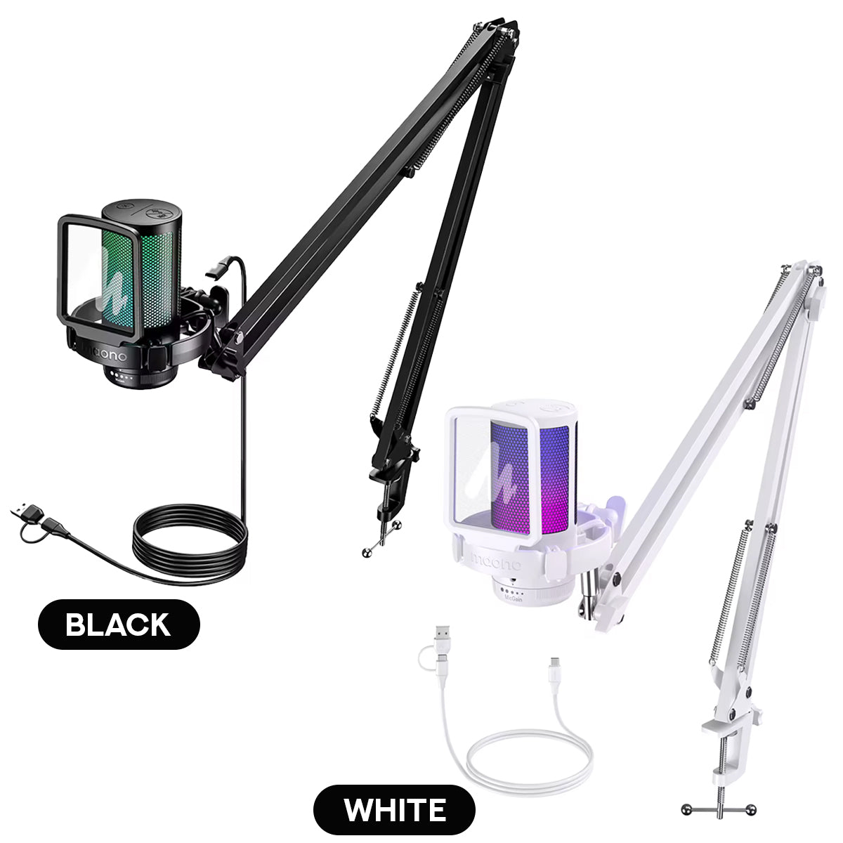 Maono DGM20S Gamerwave Condenser USB Gaming RGB Noise Canceling Microphone With Boom Arm