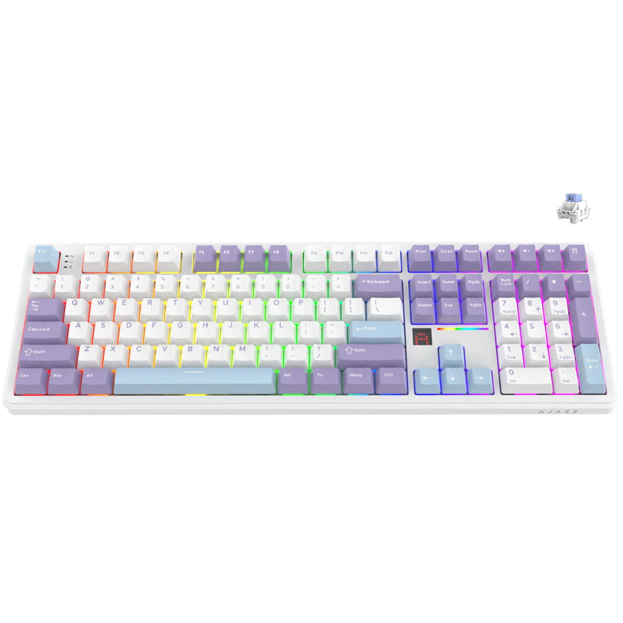 Ajazz AK108 RGB Tri-Mode 108 Keys Dot Matrix Display Mechanical Keyboard (Purple-White-Blue)