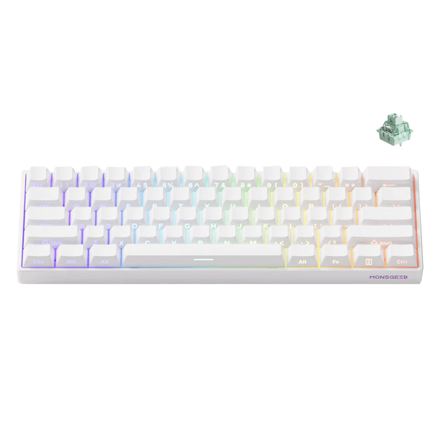 MonsGeek FUN60 Pro HE Shine-through White Wired RGB Magnetic Keyboard (Akko Glare Magnetic Switch)