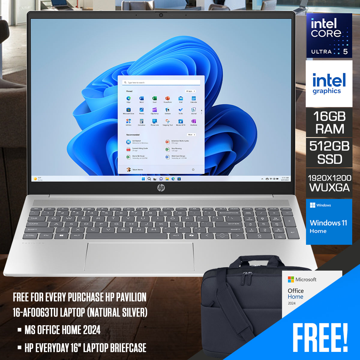 HP Pavilion 16-af0063TU Laptop (Natural Silver)