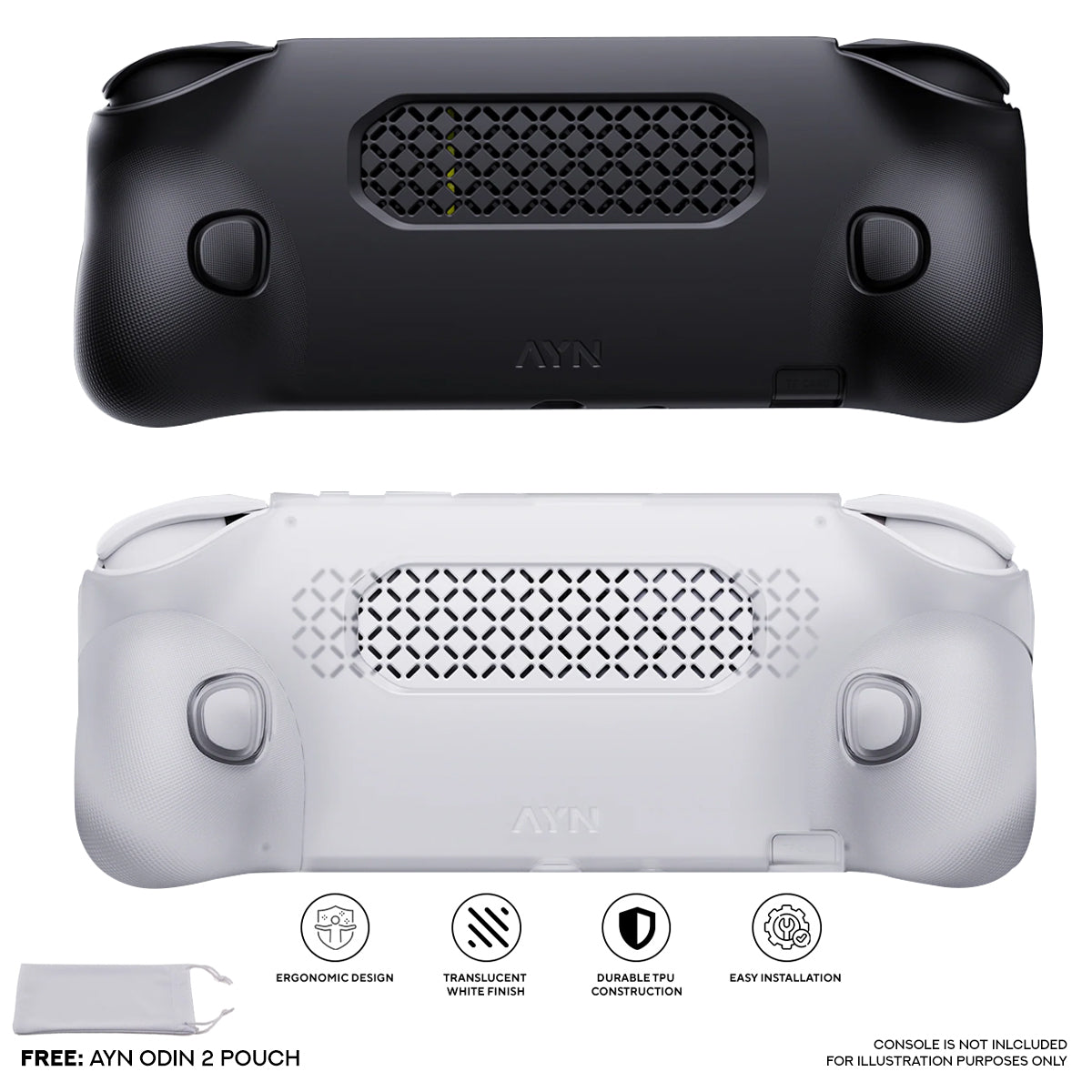 AYN Odin 2 Portal TPU Grip (Black, White) + AYN Odin 2 Pouch