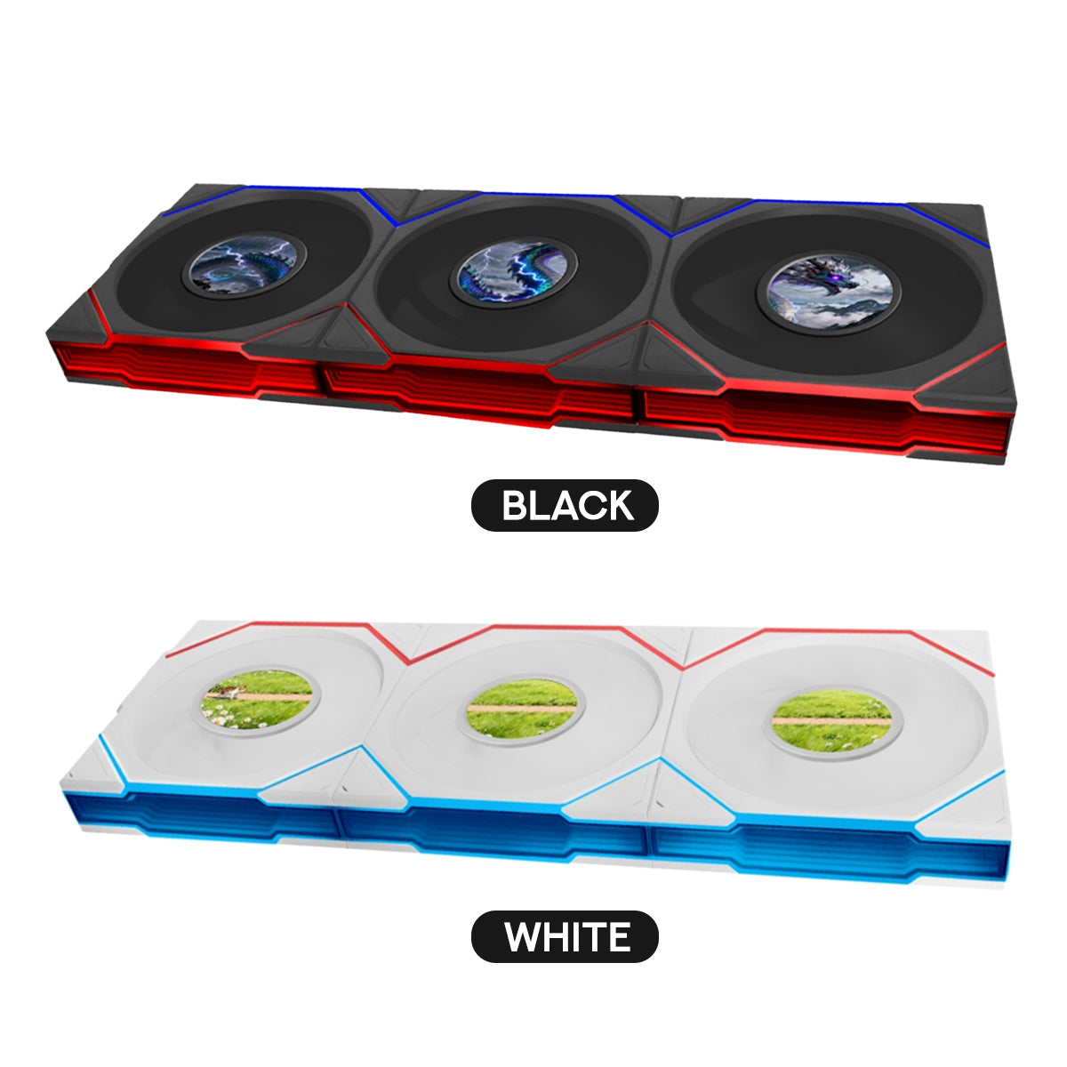 Lian Li Uni Fan TL LCD Flex Reverse 120mm 3-in-1 Pack Cooling Fan (Black, White) (12RTLLCD1F3B, 12RTLLCD1F3W)