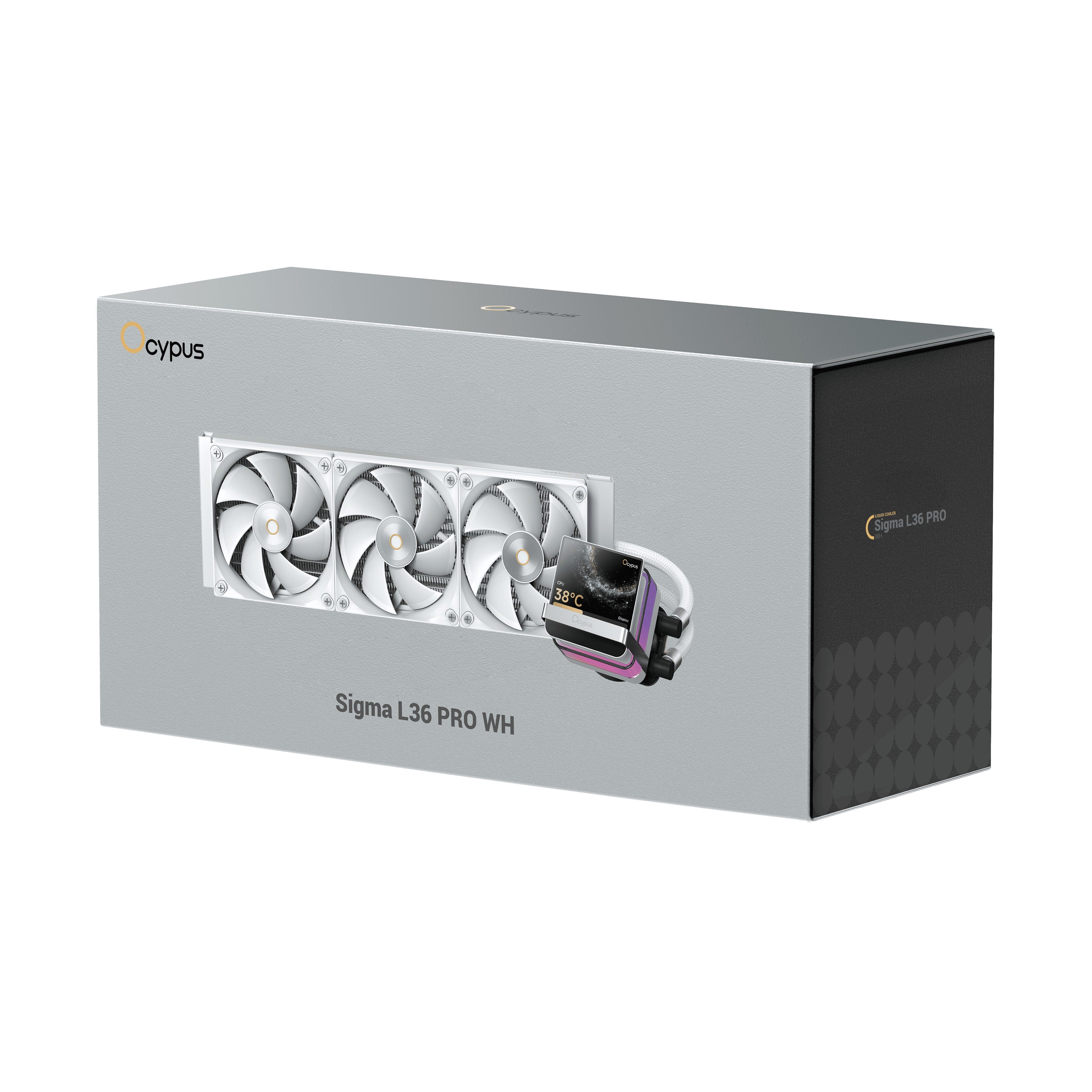 Ocypus Sigma L36 Pro 360mm ARGB AIO Liquid Cooler with 3.5" Square IPS Screen (Black, White)