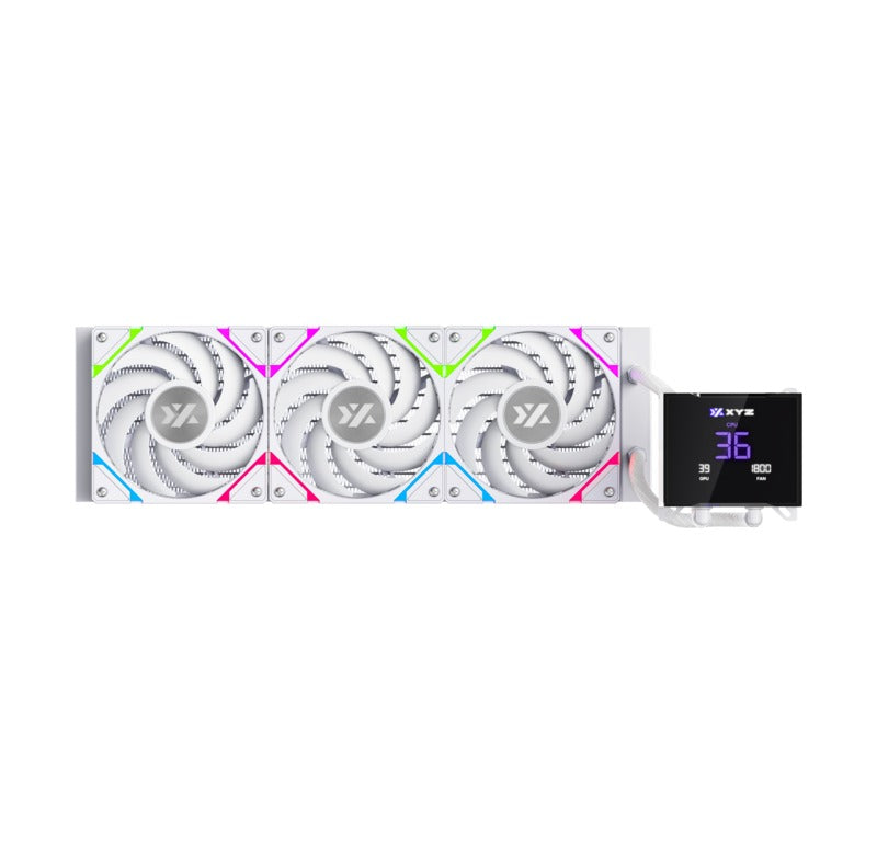 XYZ HydroTemp 360 ARGB Liquid Cooler with Temperature Display (Black, White)