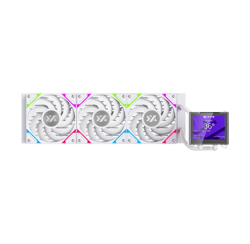 XYZ HydroView AIO 360 ARGB Liquid Cooler with Temperature Display (Black, White)