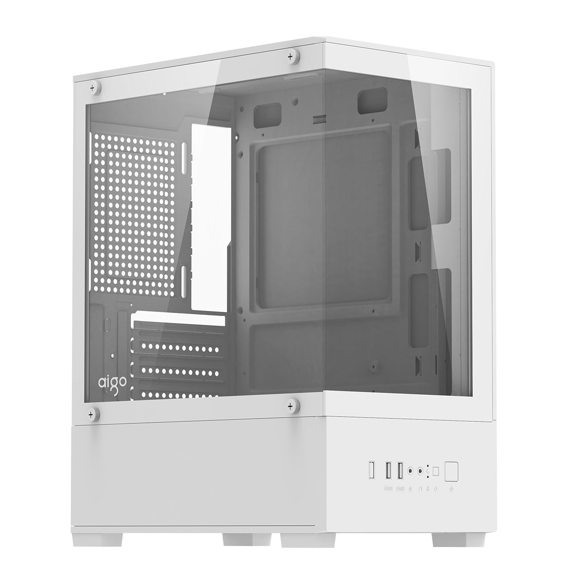 Aigo C196M Standard M-ATX Chassis Tempered Glass Side Panel with 3xCL12 Fans PC Case
