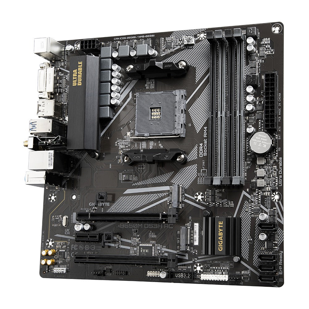 Gigabyte B550M DS3H AC AM4 DDR4 PCIE 4.0 Ultra Durable mATX Gaming Motherboard