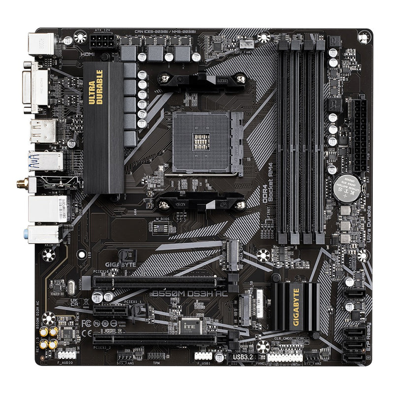 Gigabyte B550M DS3H AC AM4 DDR4 PCIE 4.0 Ultra Durable mATX Gaming Motherboard