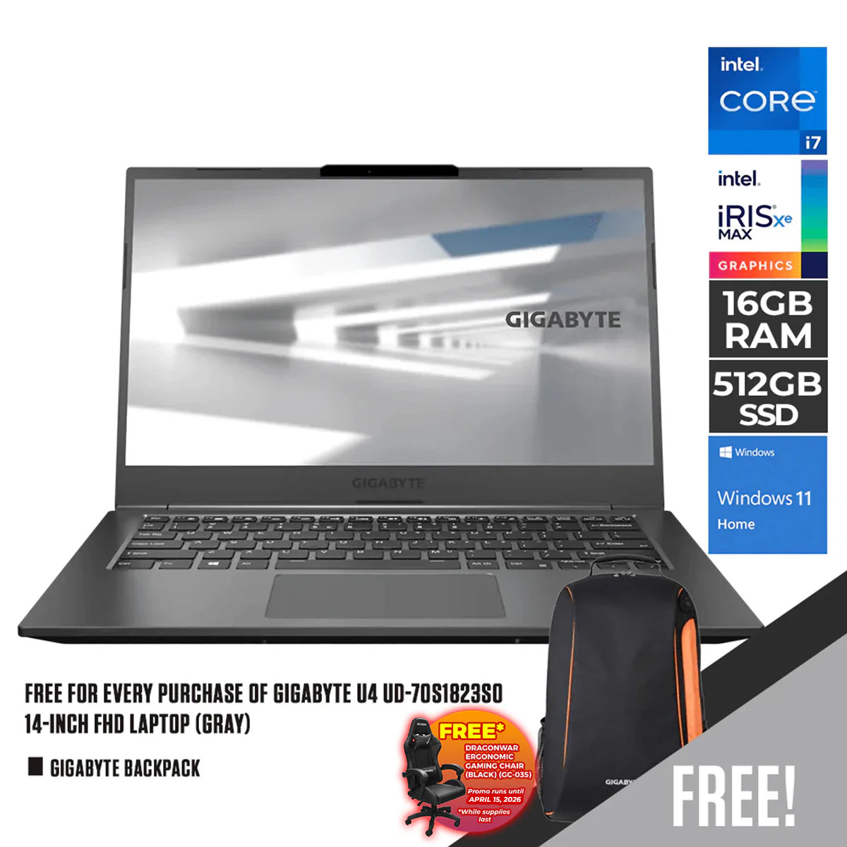 Gigabyte U4 UD-70S1823SO Laptop (Gray)