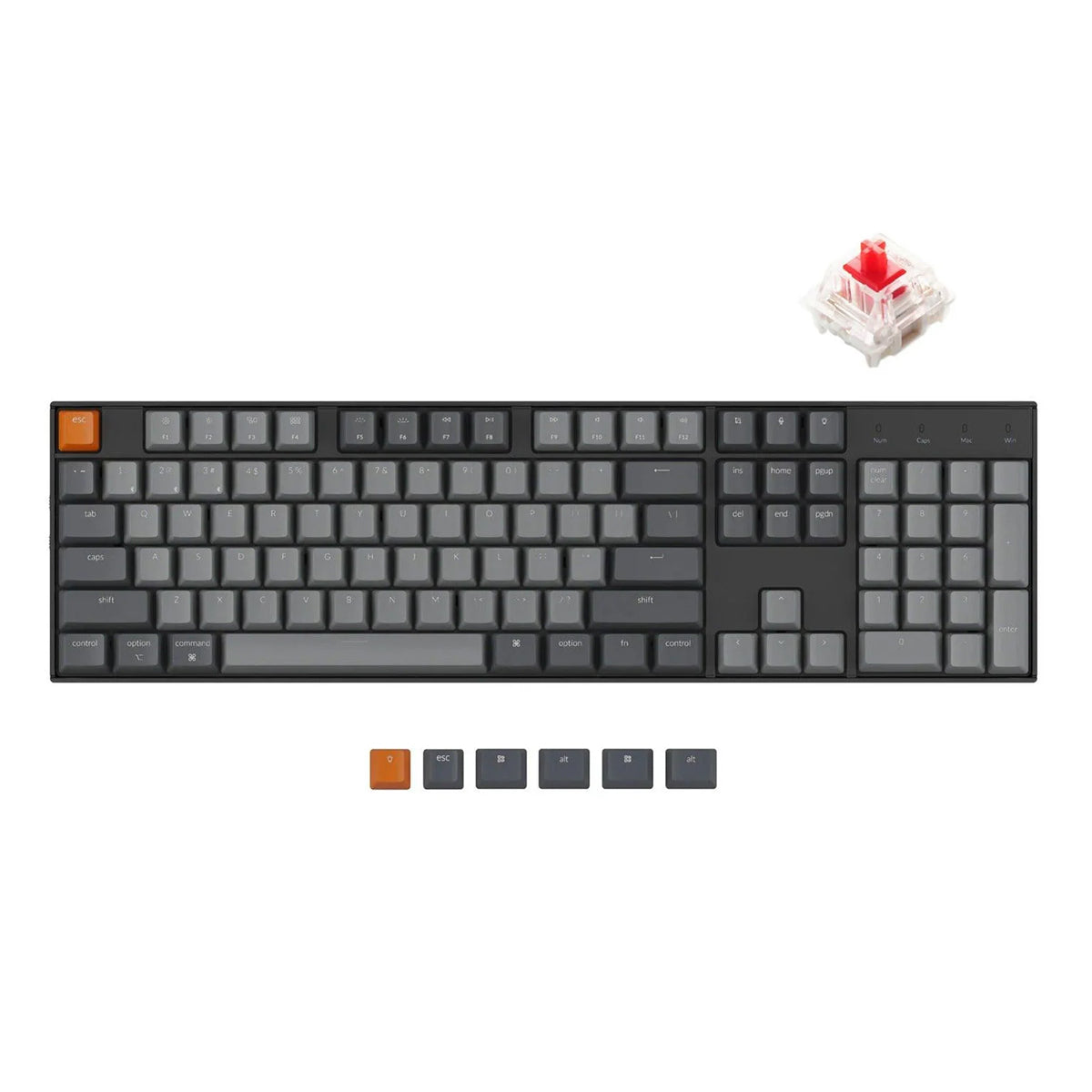 Keychron K10 Full Size RGB Backlight Aluminum Wireless Mechanical Keyboard (Gateron Red Switch) (K10C1)