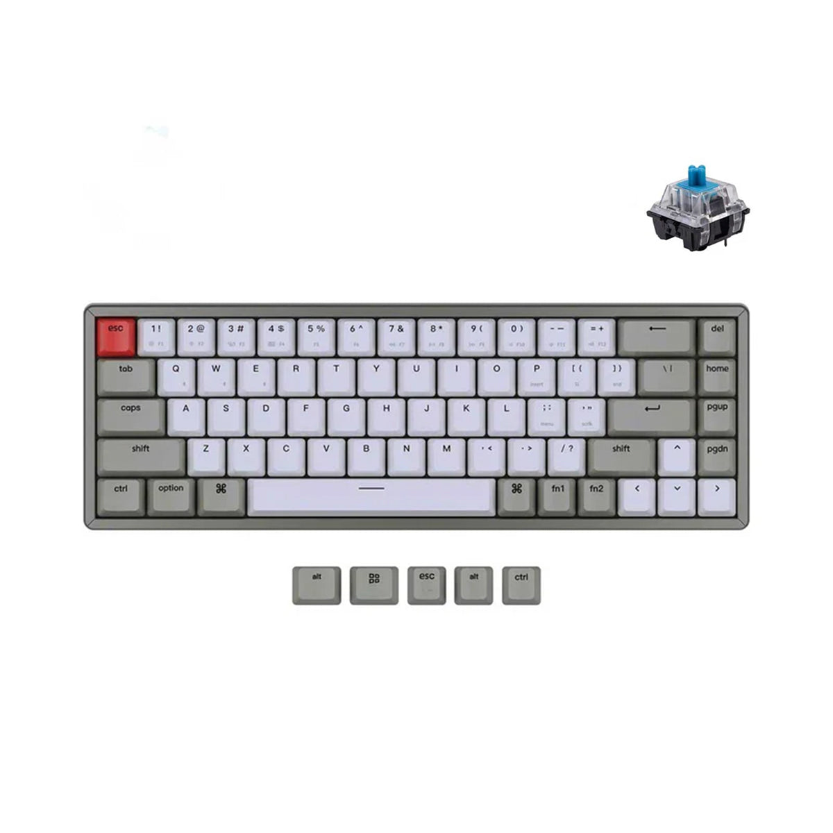 Keychron K6 Non-Backlight Aluminum Wireless Mechanical Keyboard (Gateron Blue Switch) (K6L2)