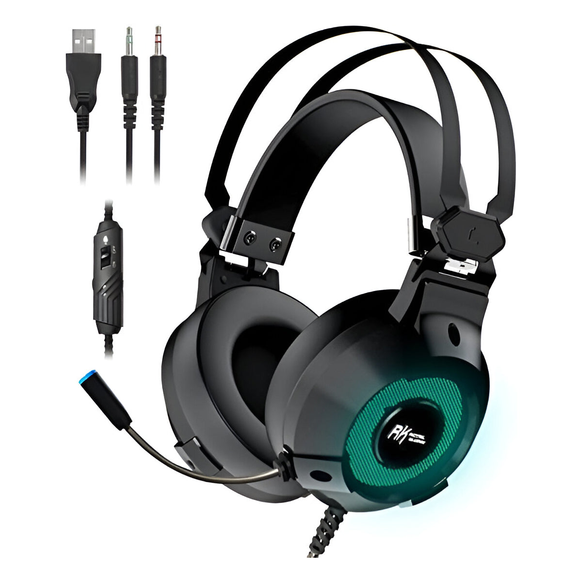 Royal Kludge RK-E9000 With Mic Noise Cancelling RGB Lights Gaming Headset (Black)