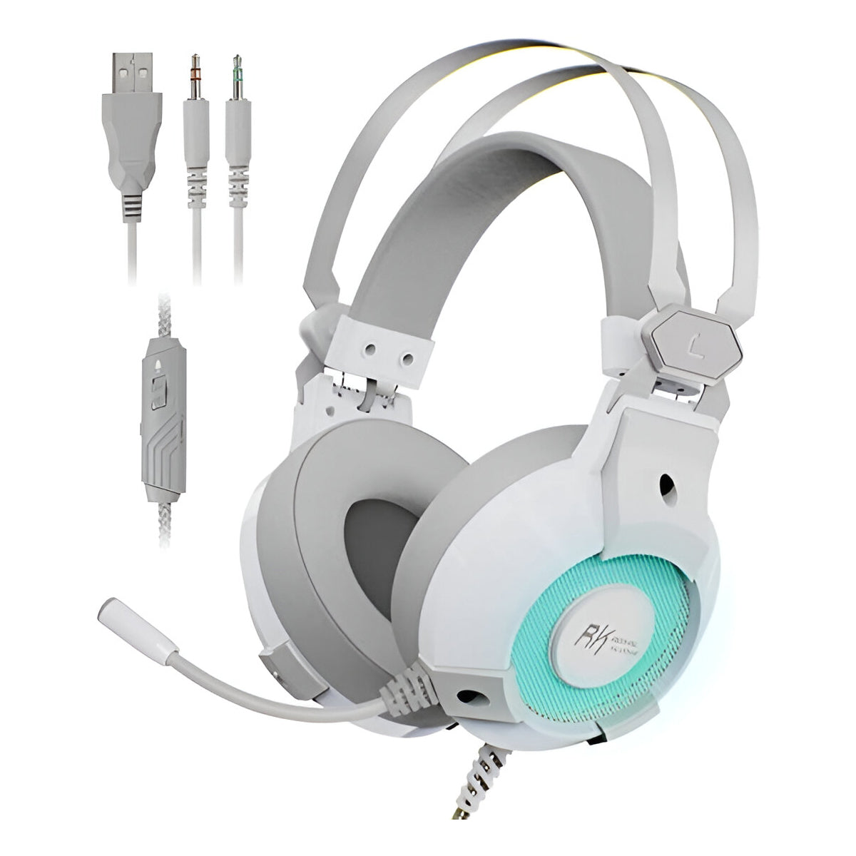 Royal Kludge RK-E9000 With Mic Noise Cancelling RGB Lights Gaming Headset (White)
