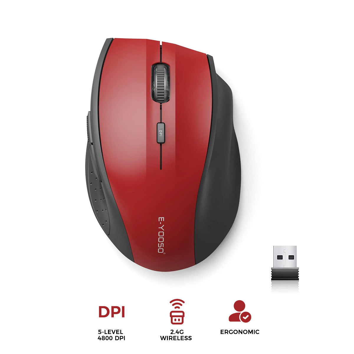 E-Yooso E-1010 Wireless Mouse (Red)