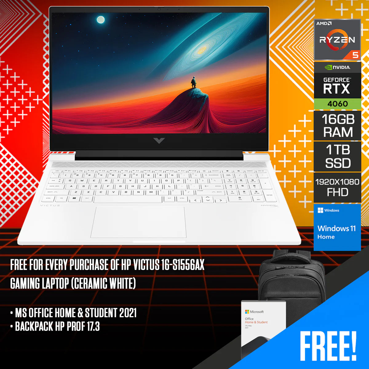 HP Victus 16-S1556AX Gaming Laptop (Ceramic White)