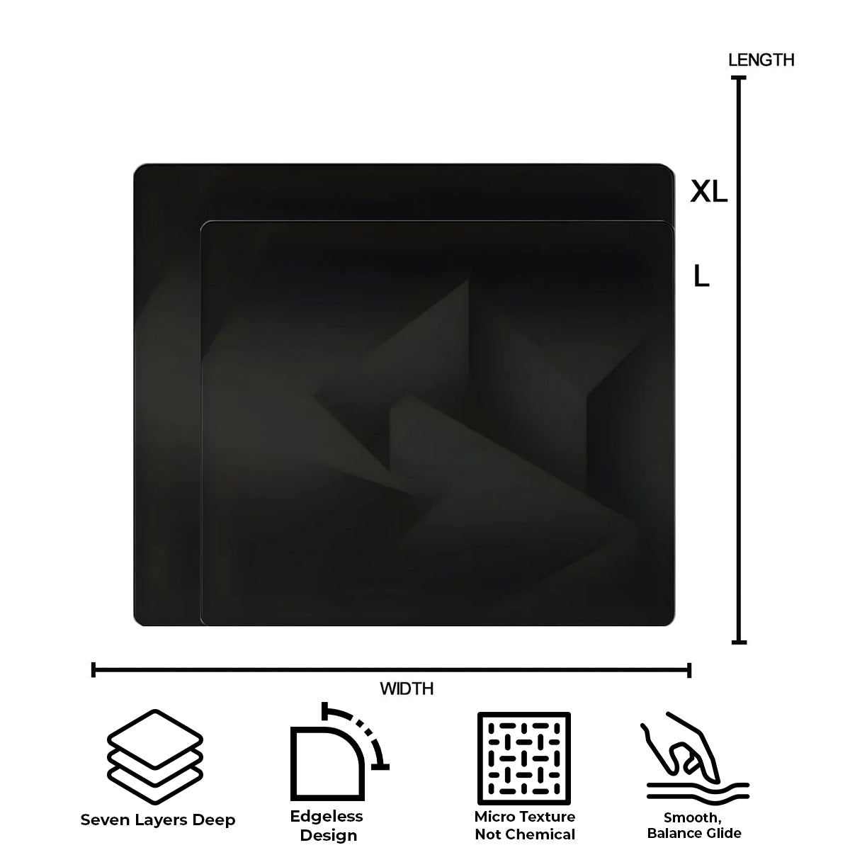 GLSSWRKS Polarity Series Glass Mousepad (Large, XLarge) (Black)