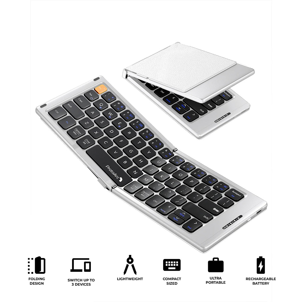 ProtoArc XK04 Foldable Compact Bluetooth Keyboard (Silver) (CP016827)