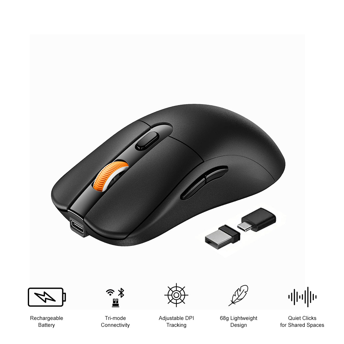 ProtoArc EM15 Bluetooth & 2.4G Dual Receiver Wireless Mouse (Black) (CP016268)