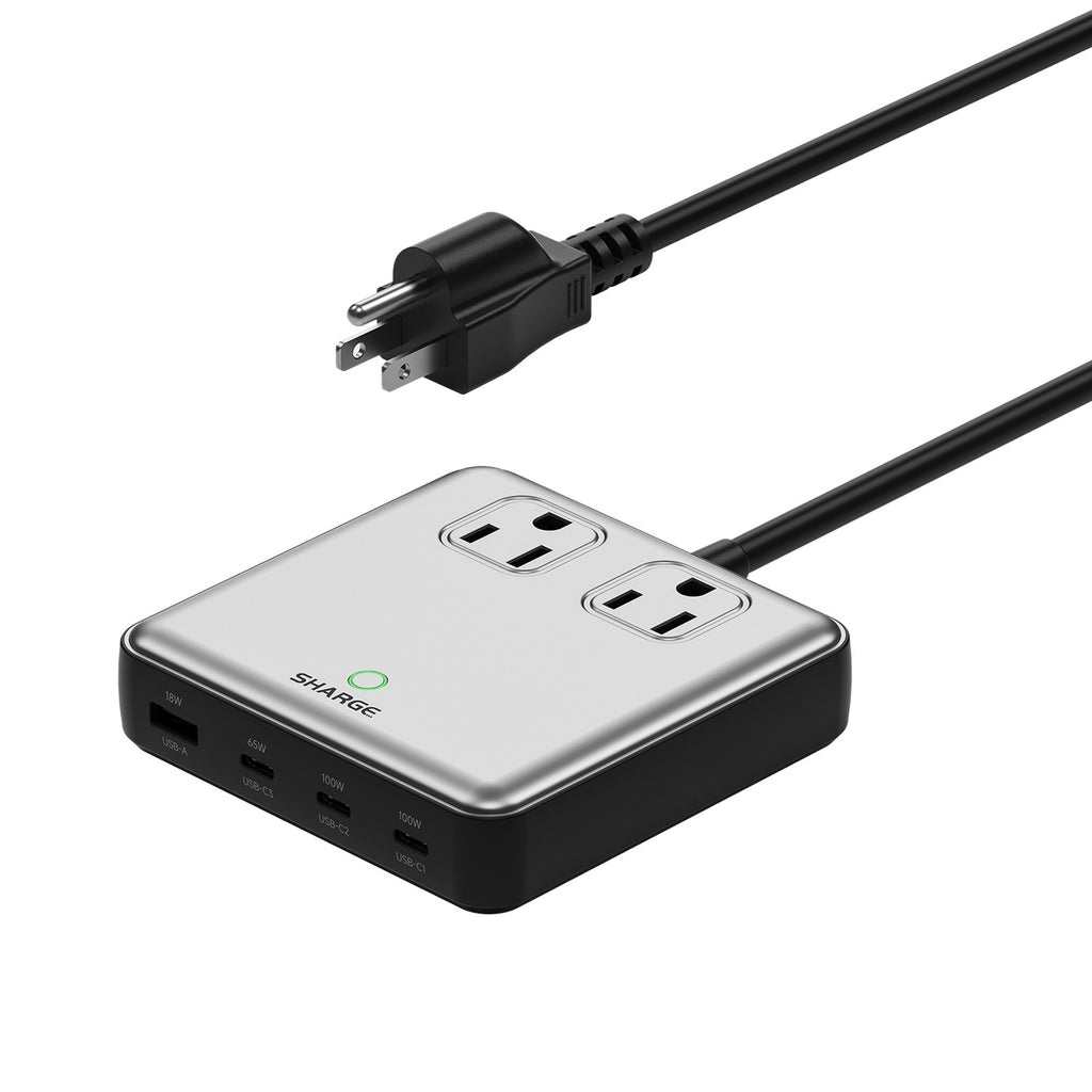 Sharge 100W 6-Port Charging Station 3xUSB-C USB-A 2xAC Outlet (P1710B)