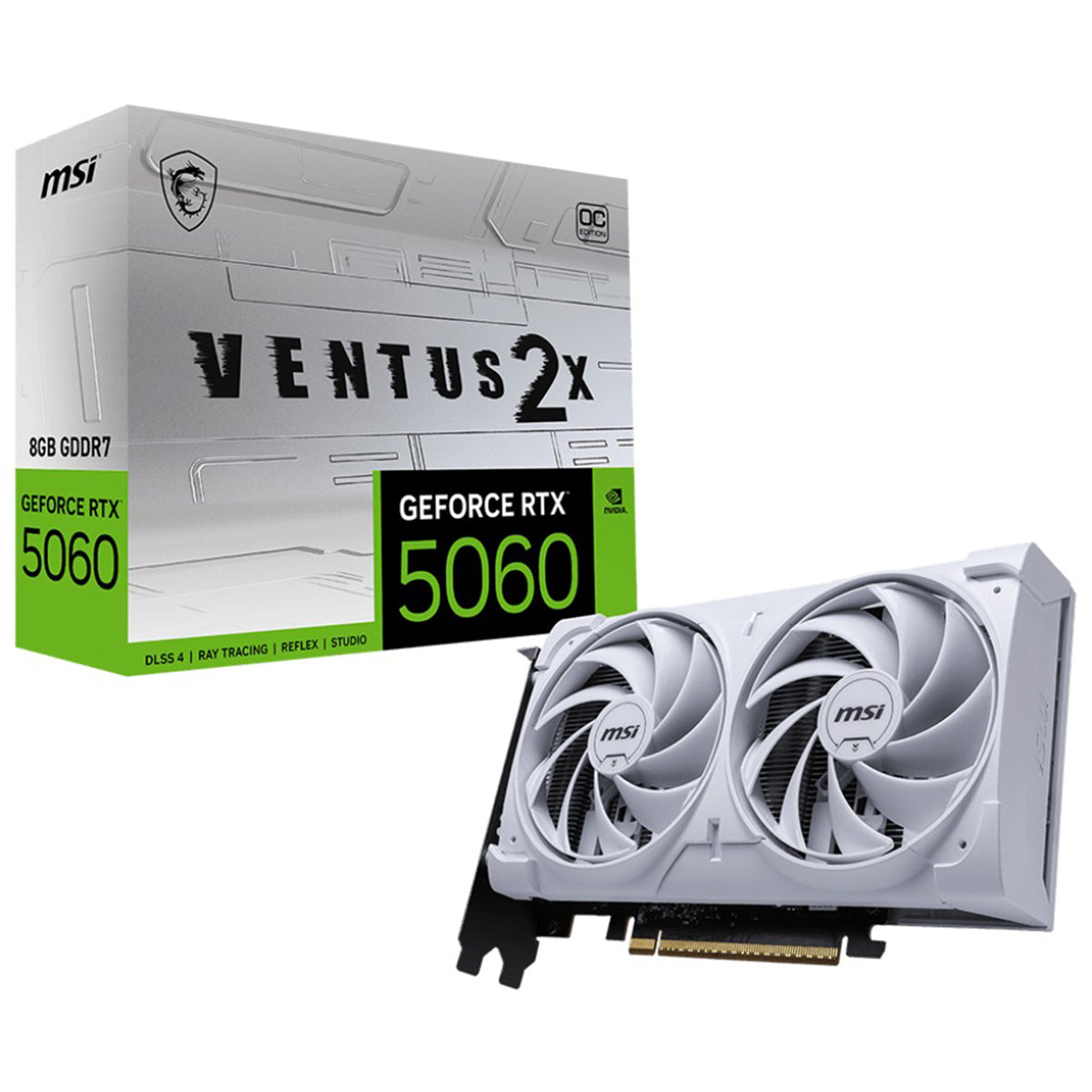 MSI GeForce RTX 5060 8GB GDDR7 Ventus 2X OC Graphics Card White