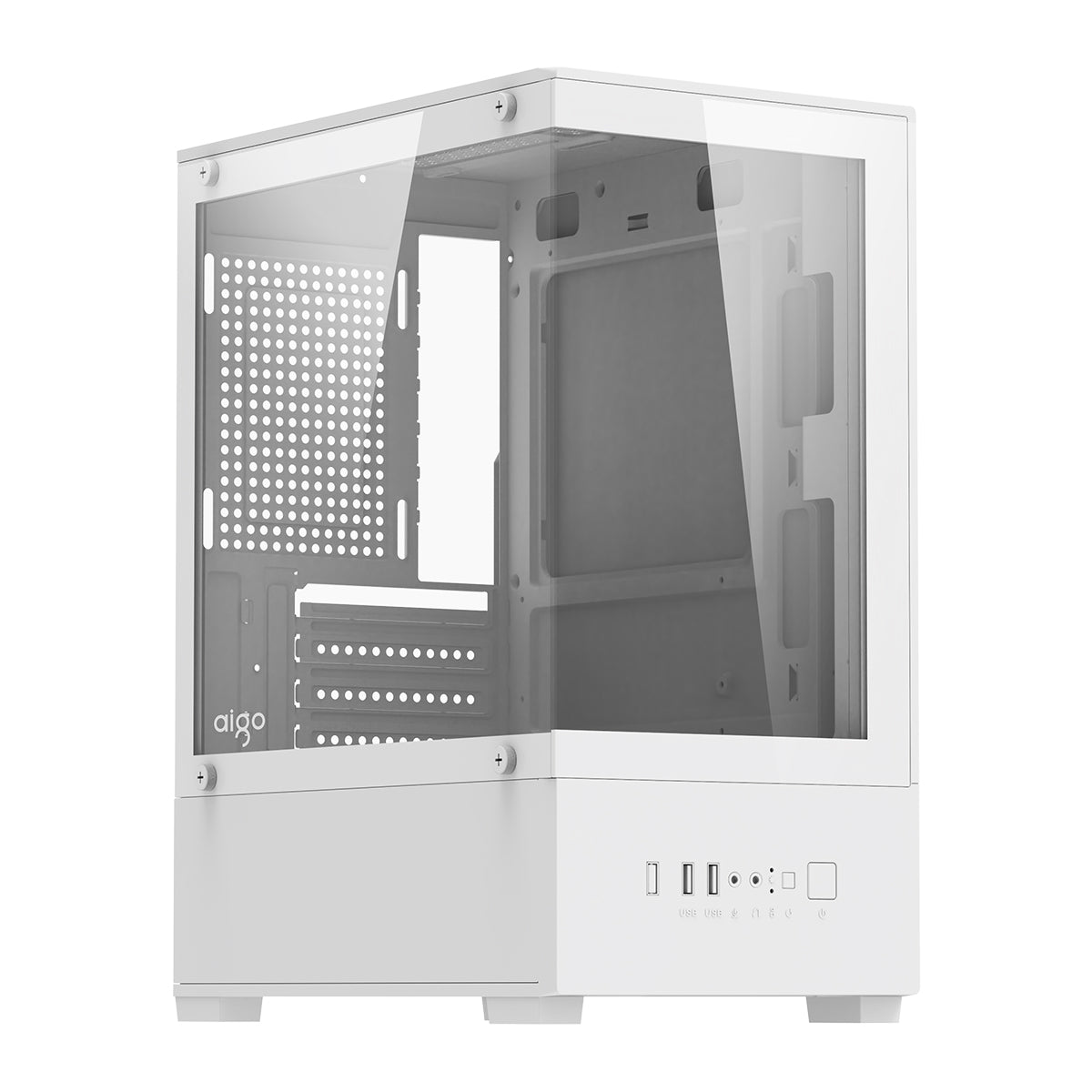 Aigo C196M Standard M-ATX Chassis Tempered Glass Side Panel with 3xCL12 Fans PC Case