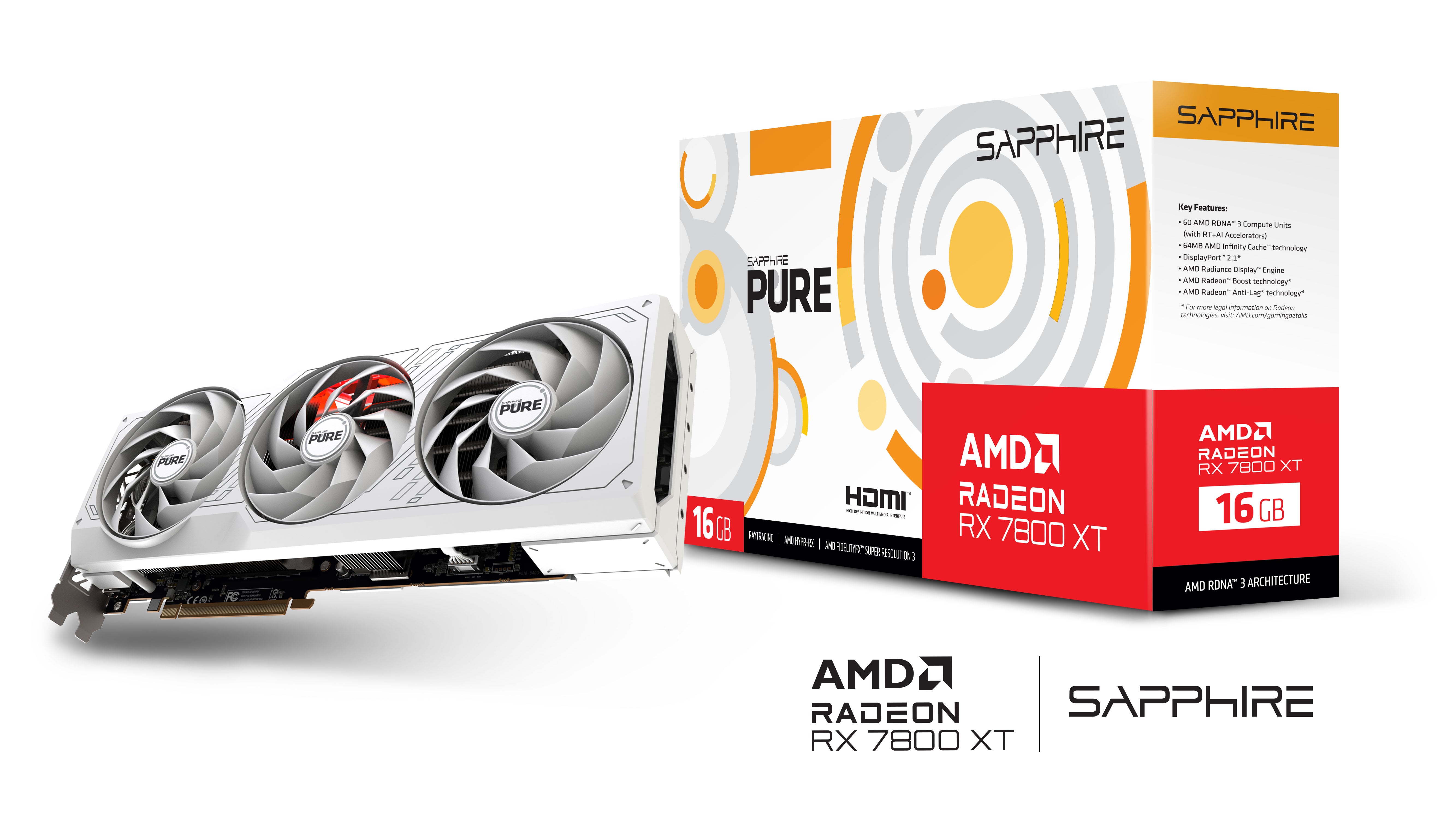 Sapphire Pure AMD Radeon RX 7800 XT Gaming OC 16GB GDDR6 DUAL HDMI / Dual DP Graphics Card
