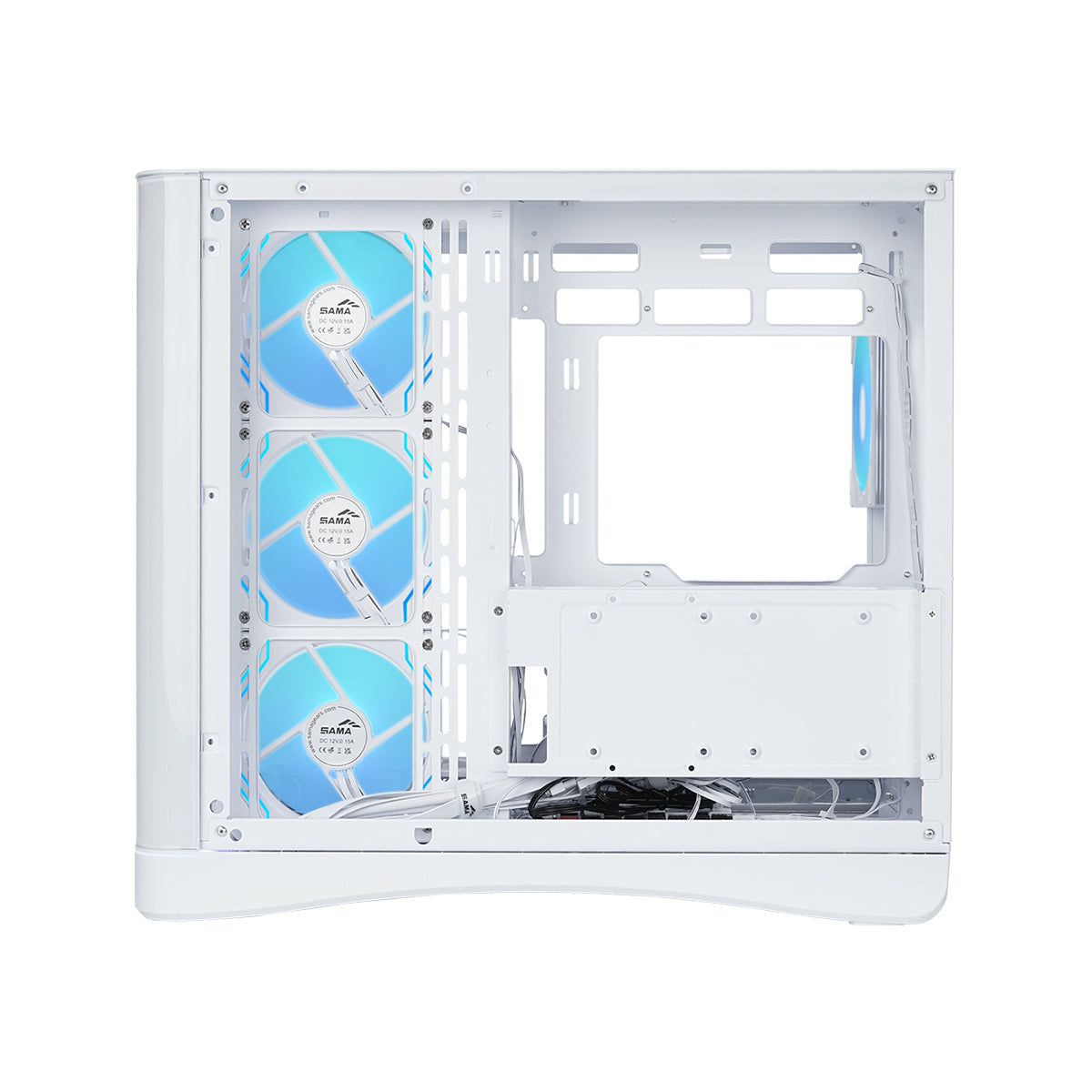 Sama V62S Mid-Tower Curved Panoramic TG Panel PC Case with 4x Pre-Installed ARGB Infinity Fans