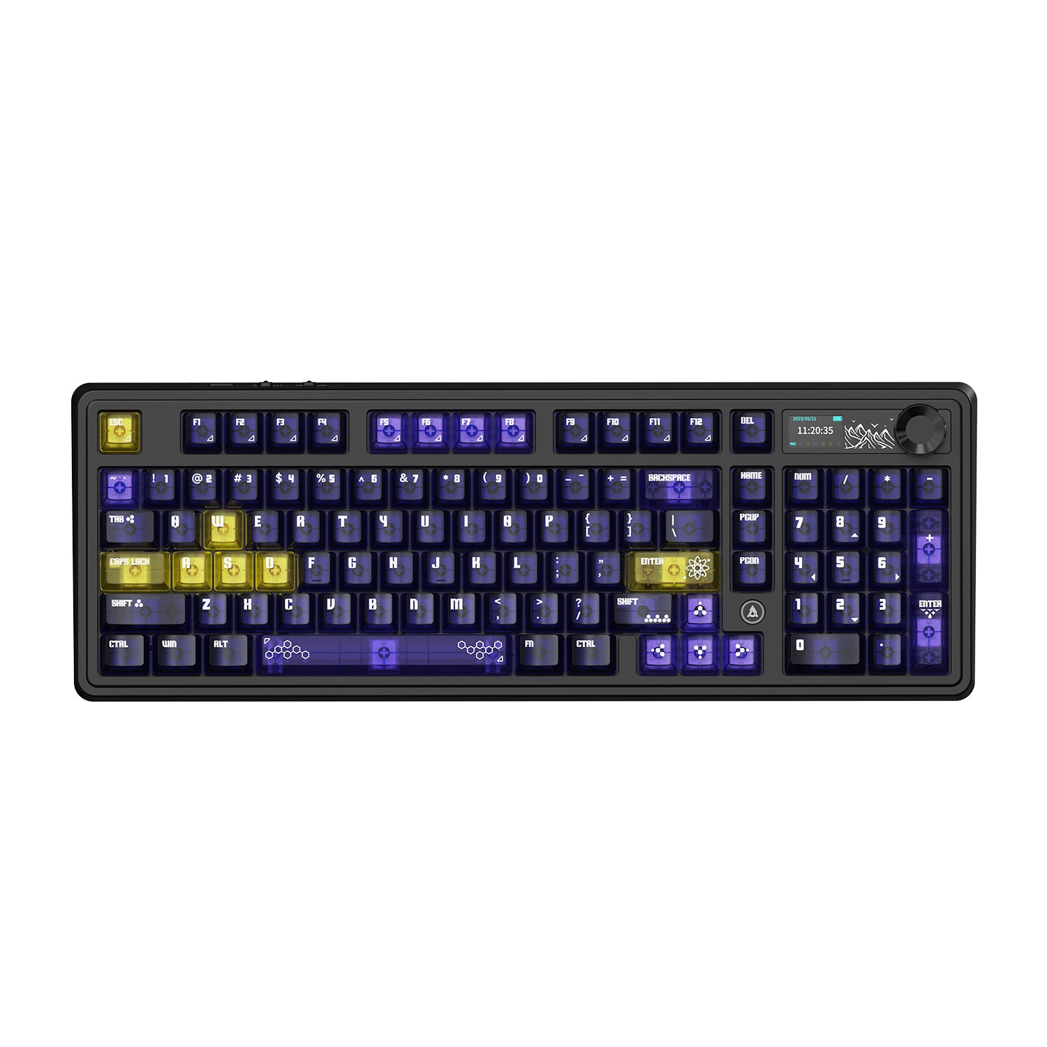 Ajazz AK980 V2 Pro RGB Tri-Mode Mechanical Keyboard (Transparent Yellow Purple Deep Purple) (Lichee Switch)