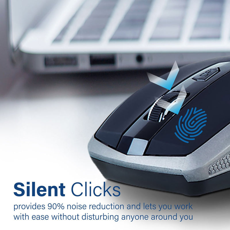 Promate Breeze 1600DPI Silent Switch Streamlined Wireless Mouse (Silver)
