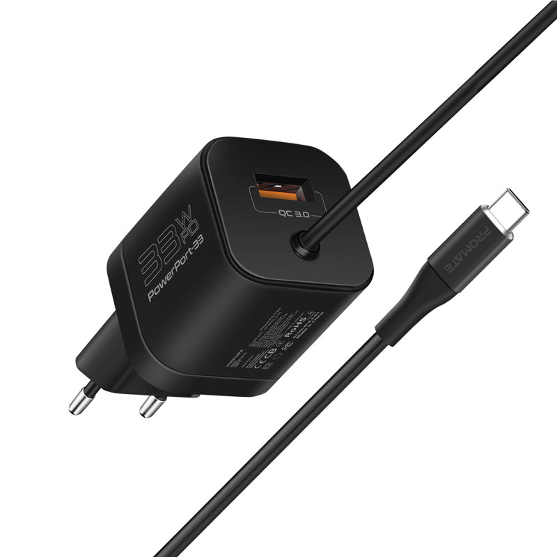 Promate Powerport-PDQC3.EU 33W Super Speed Wall Charger