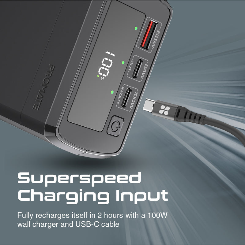 Promate Powermine 130W 38000mAH Quick Charging Power Bank