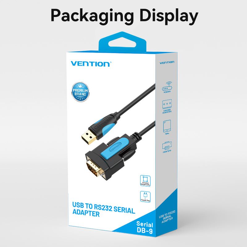 Vention USB to RS232 Serial Adapter - 2M (Black) (VAS-C02-B200)