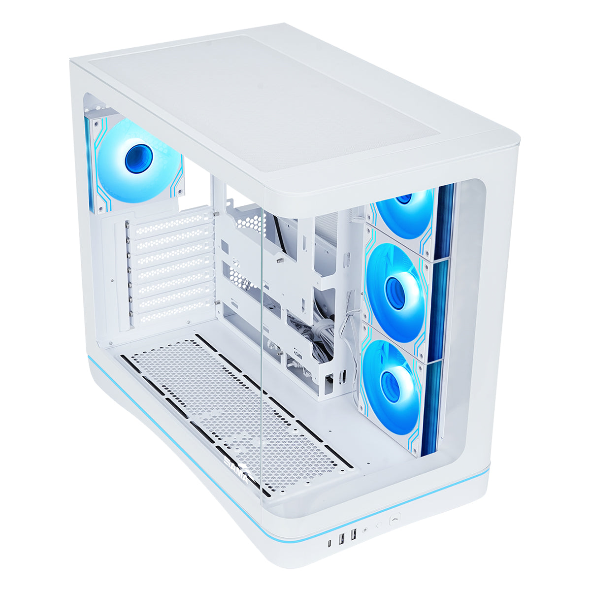 Sama V62S Mid-Tower Curved Panoramic TG Panel PC Case with 4x Pre-Installed ARGB Infinity Fans