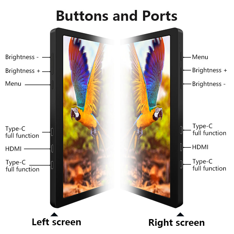 S13 13" FHD (1920x1080) IPS HDR Portable Dual Screen Monitor for Notebook Laptop + Sleeve