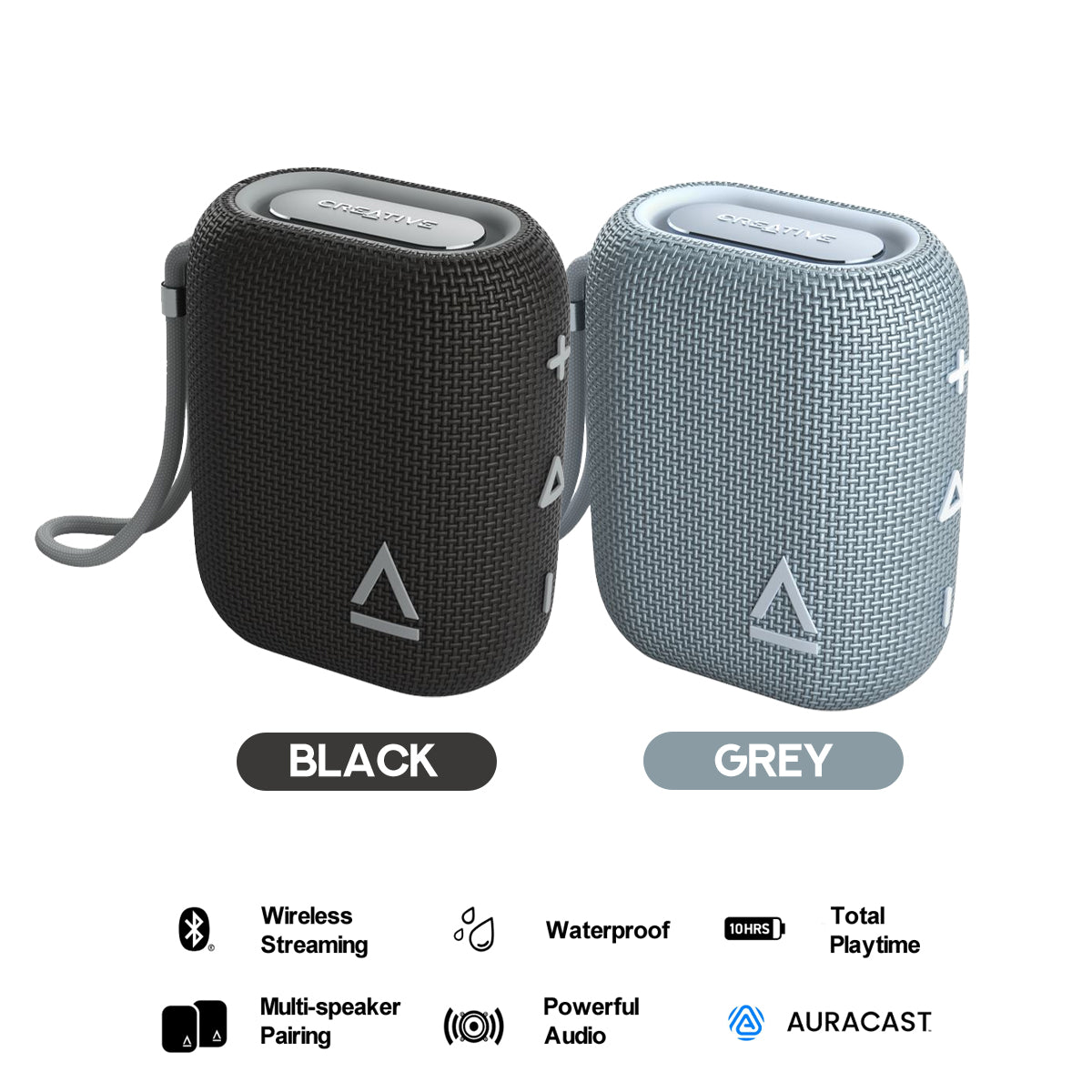 Creative Muvo Flex Waterproof Bluetooth Speaker with Auracast (Black, Grey)
