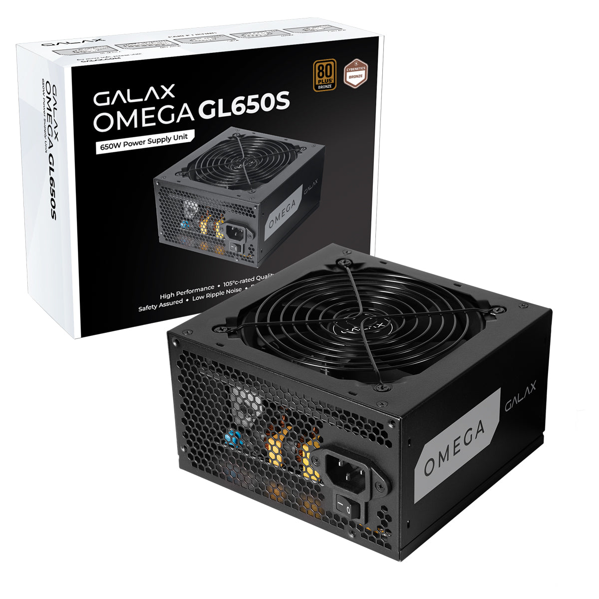 Galax Omega GL650S 650W 80+ Bronze & Cybenetics Bronze ATX 2.51 Non-Modular Power Supply (PGO65BOTNATB0)