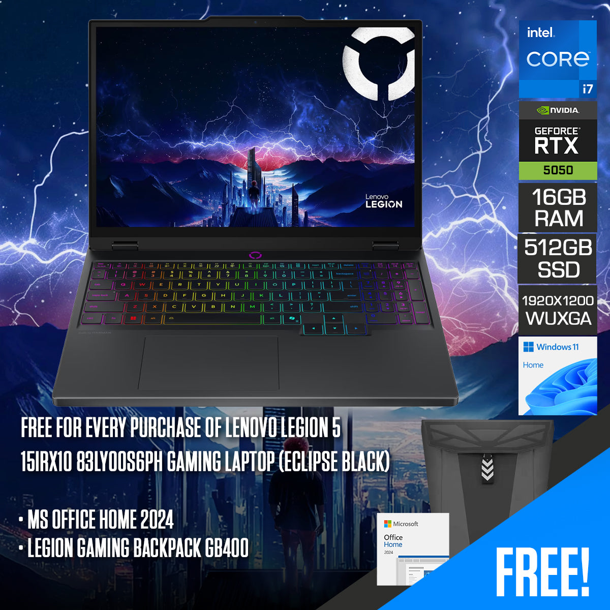 Lenovo Legion 5 15IRX10 83LY00S6PH Gaming Laptop (Eclipse Black)