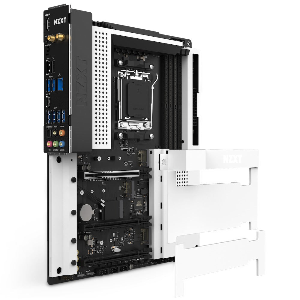 NZXT N7 B650E AMD ATX Motherboard w/ WiFi & NZXT Cam Features (White) (N7-B65XT-W1)