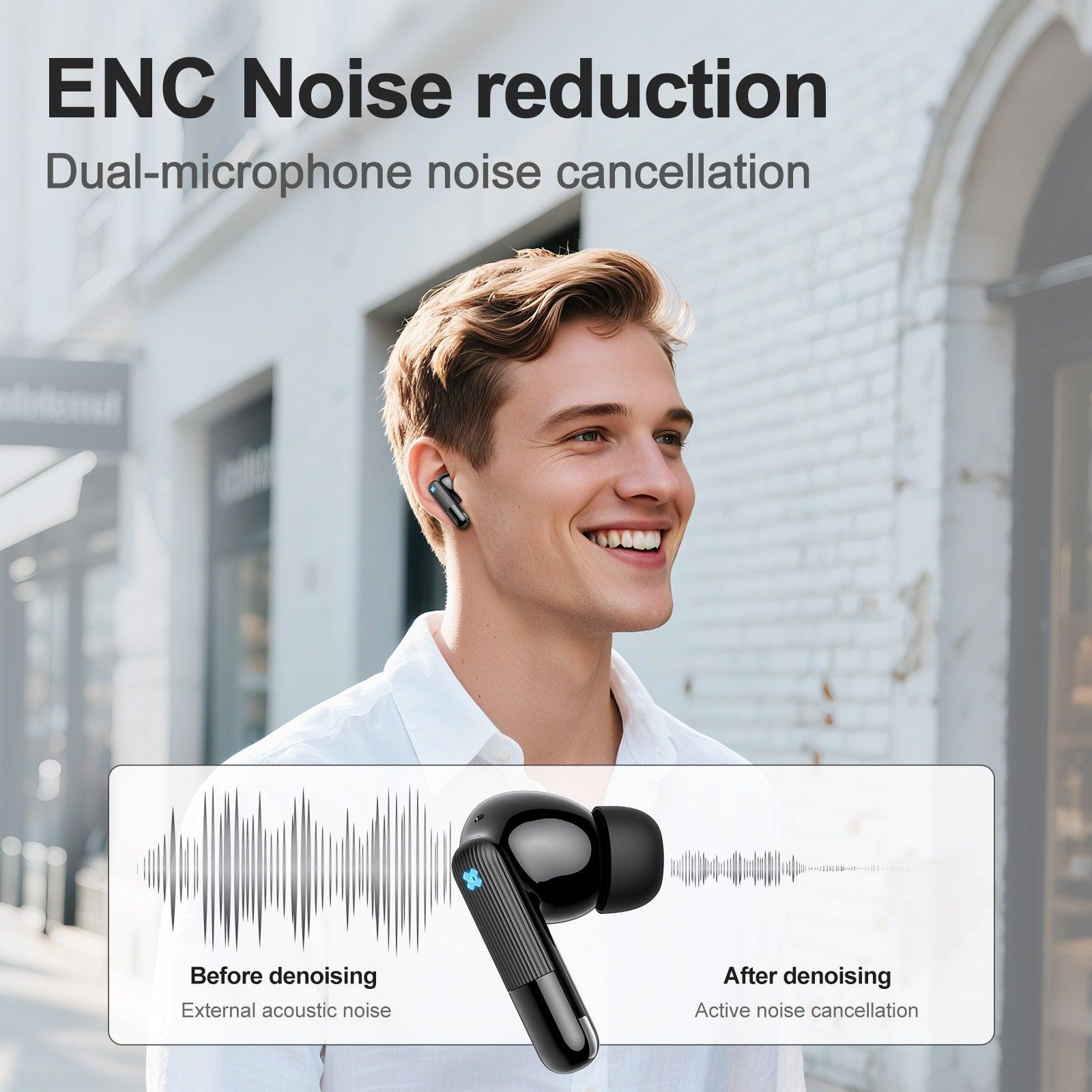 Onikuma TX612 ENC Dual Microphone Noise Reduction Wireless Earphones (Black)