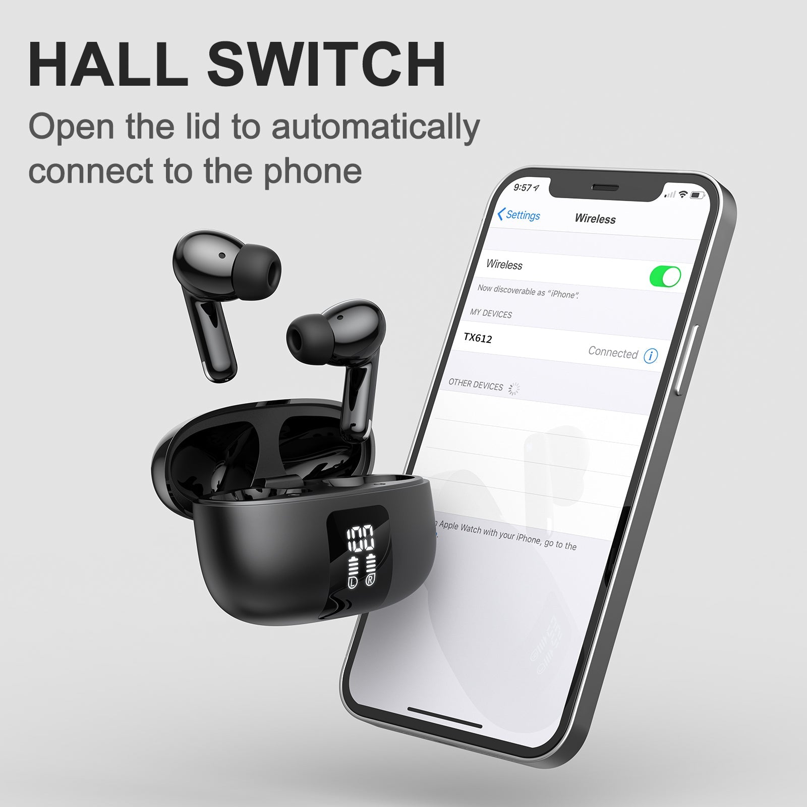 Onikuma TX612 ENC Dual Microphone Noise Reduction Wireless Earphones (Black)