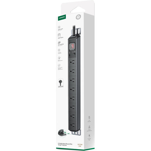 Ugreen 8-Outlet Rack Mount PDU Surge Protector (Black) (S111/25354)