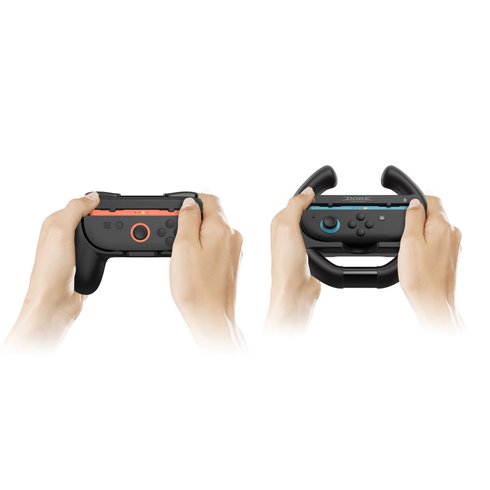 Dobe Controller Grip & Semi-Circle Steering Wheel Kit for Nintendo Switch 2 Joy-Pad