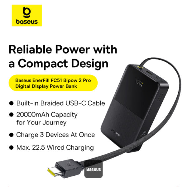 Baseus EnerFill FC51 Bipow 2 Pro Digital Display 20000mAh Power Bank