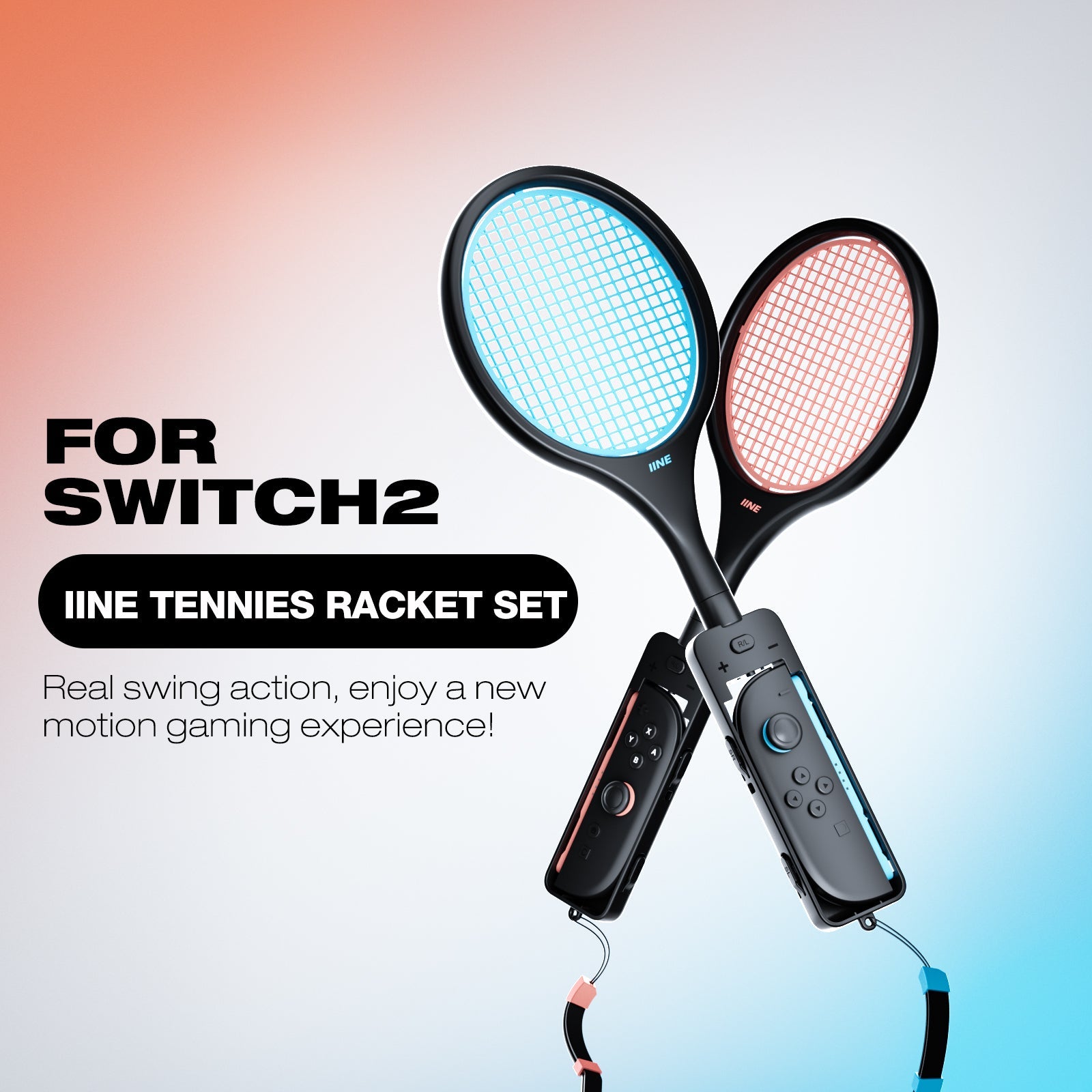 IINE Tennis Racket for Nintendo Switch / Nintendo Switch 2 (Orange/Blue) (L1085)