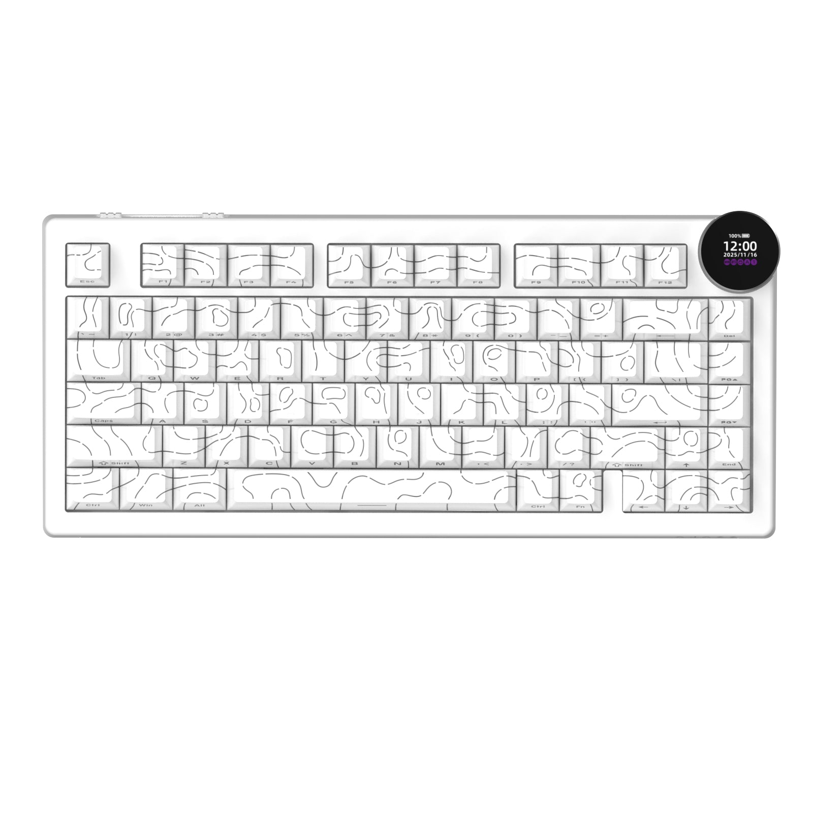 Ajazz AK820 V2 RGB Tri-Mode Mechanical Keyboard (Contour Lines White) (White Peach Switch)